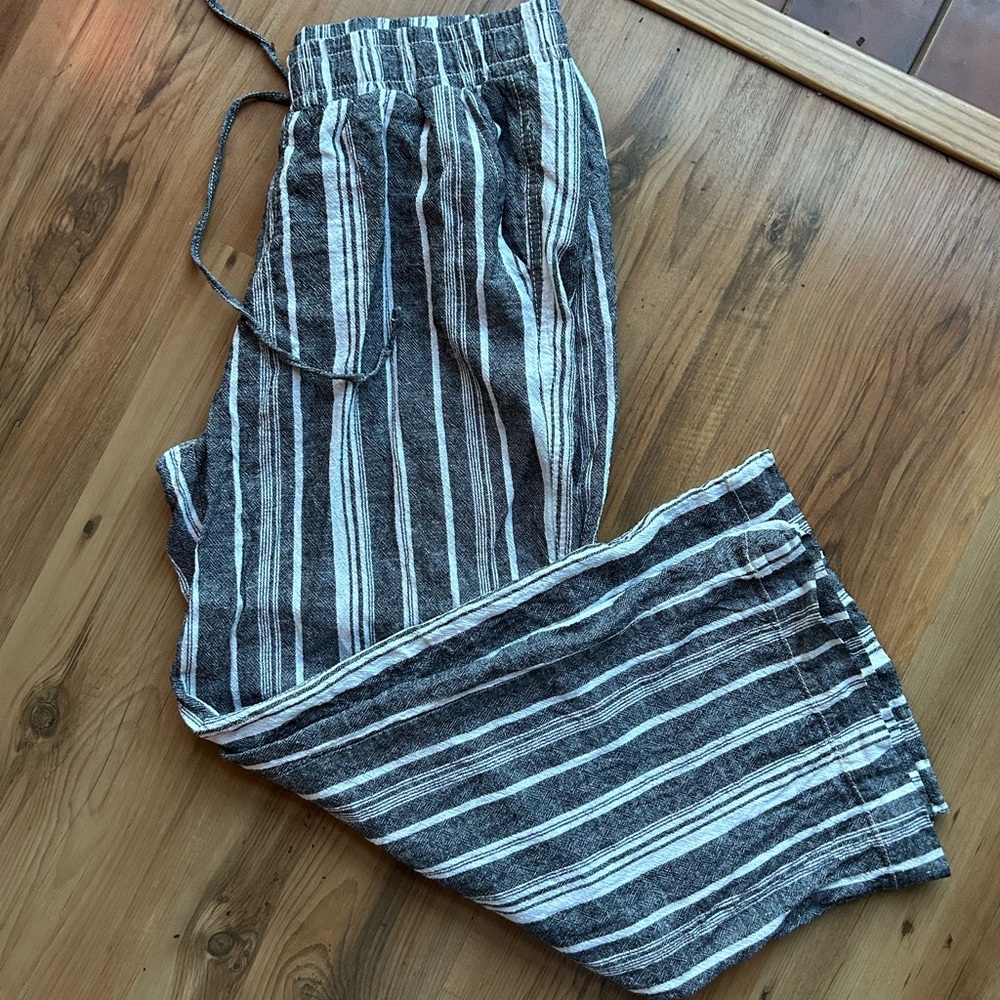 Striped black womens casual pants
